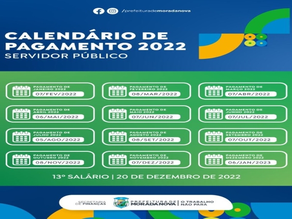 VEJA DATAS DE PAGAMENTO DO FUNCIONALISMO  MUNICIPAL EM 2022.